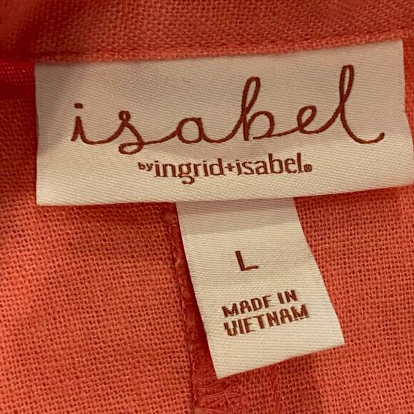 Ingrid+Isabel Maternity Size LARGE Womens Short Sleeve Linen Button Up Shirt - Picture 5 of 9